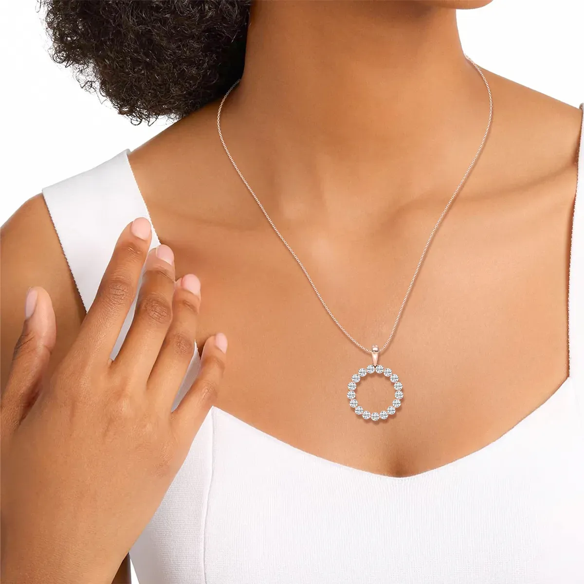 Round Cluster Lab Grown Diamond Pendant with Chain