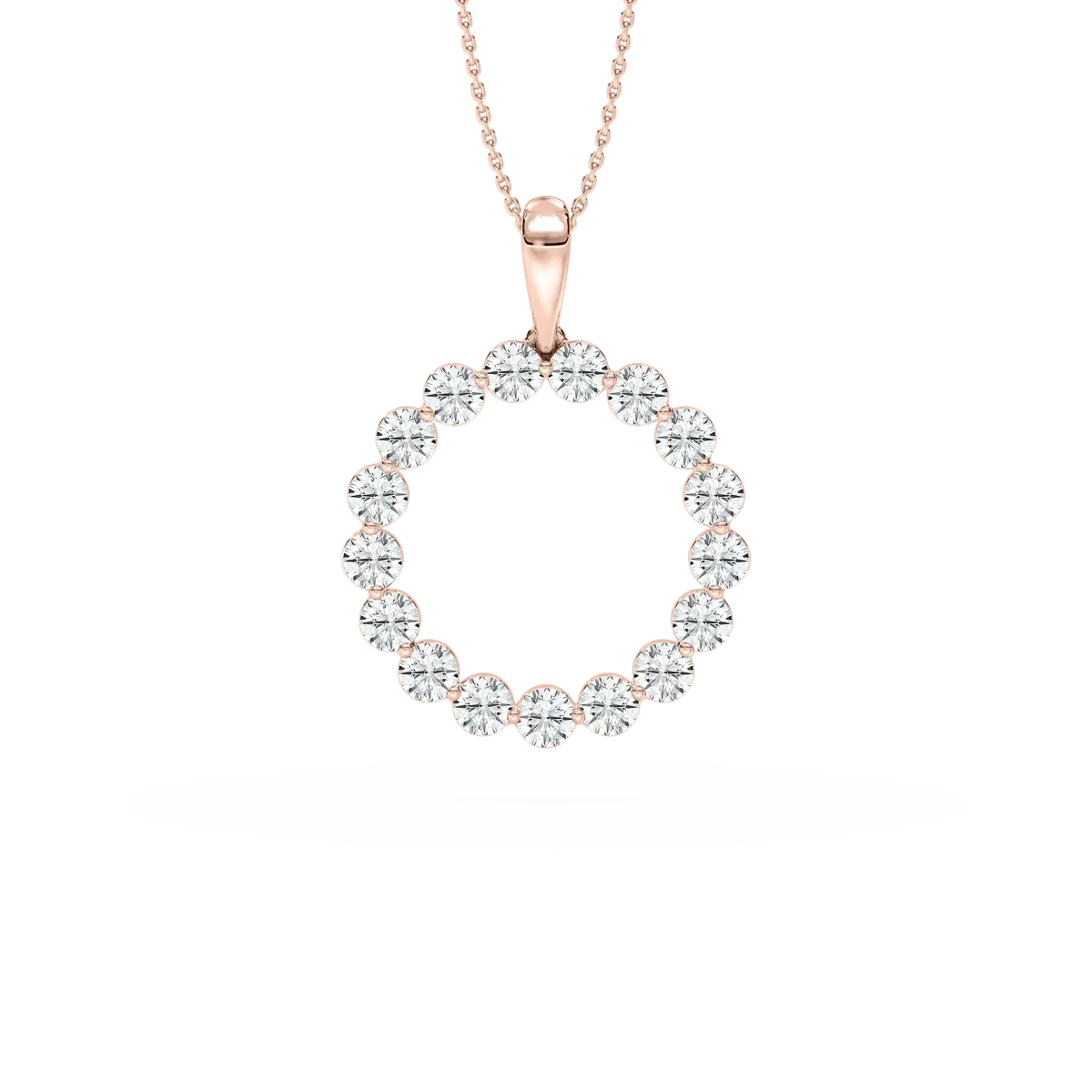 Round Cluster Lab Grown Diamond Pendant with Chain