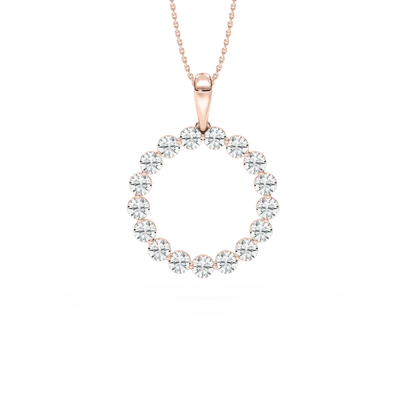 Round Cluster Lab Grown Diamond Pendant with Chain