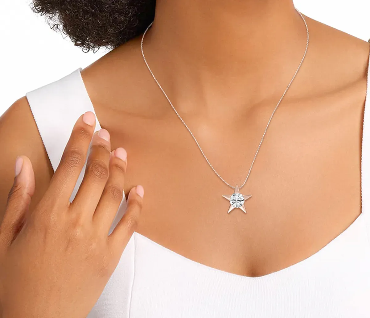 2 Carat Round Diamond Star Solitaire Pendant