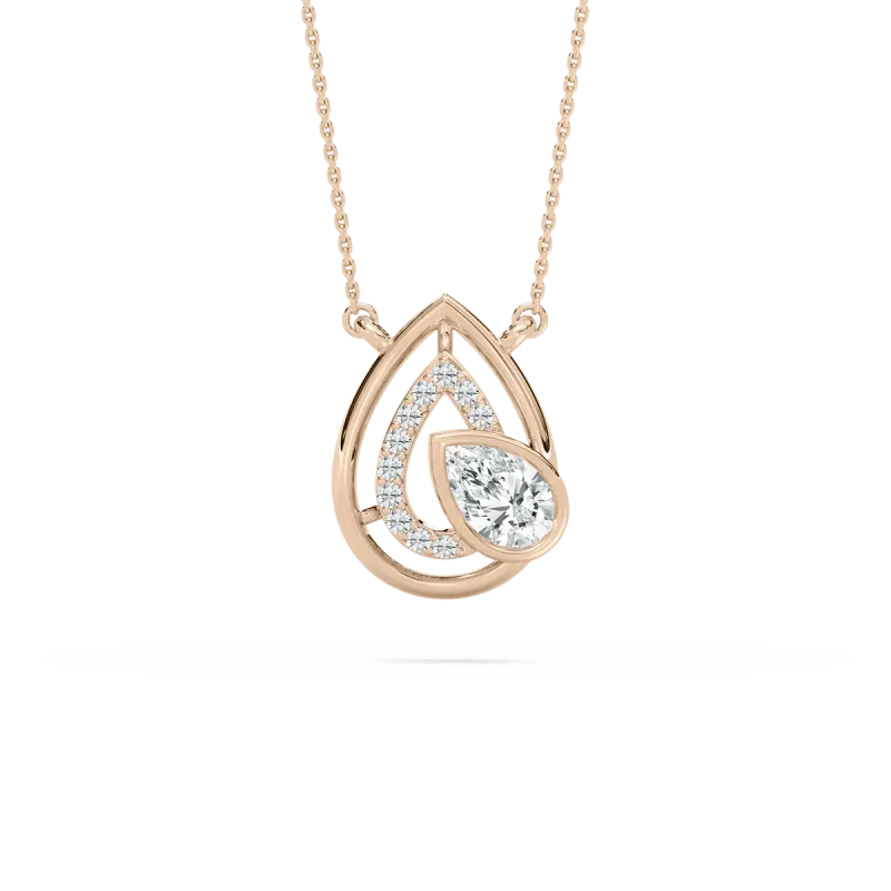 1 Carat Pear Diamond Ornate Lace Fashion Pendant