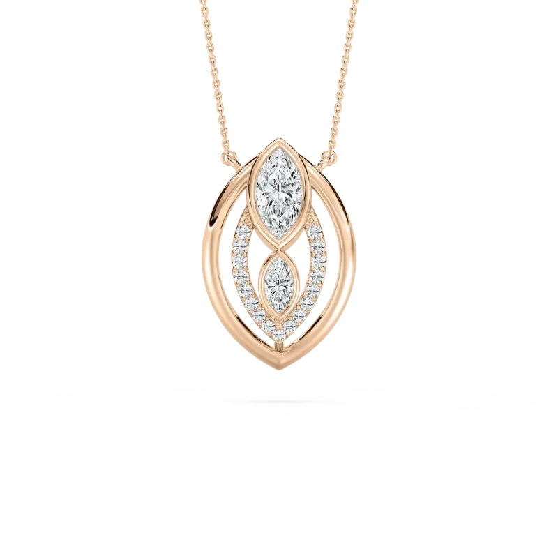 Marquise And Round Diamond Ammonite Fashion Pendant