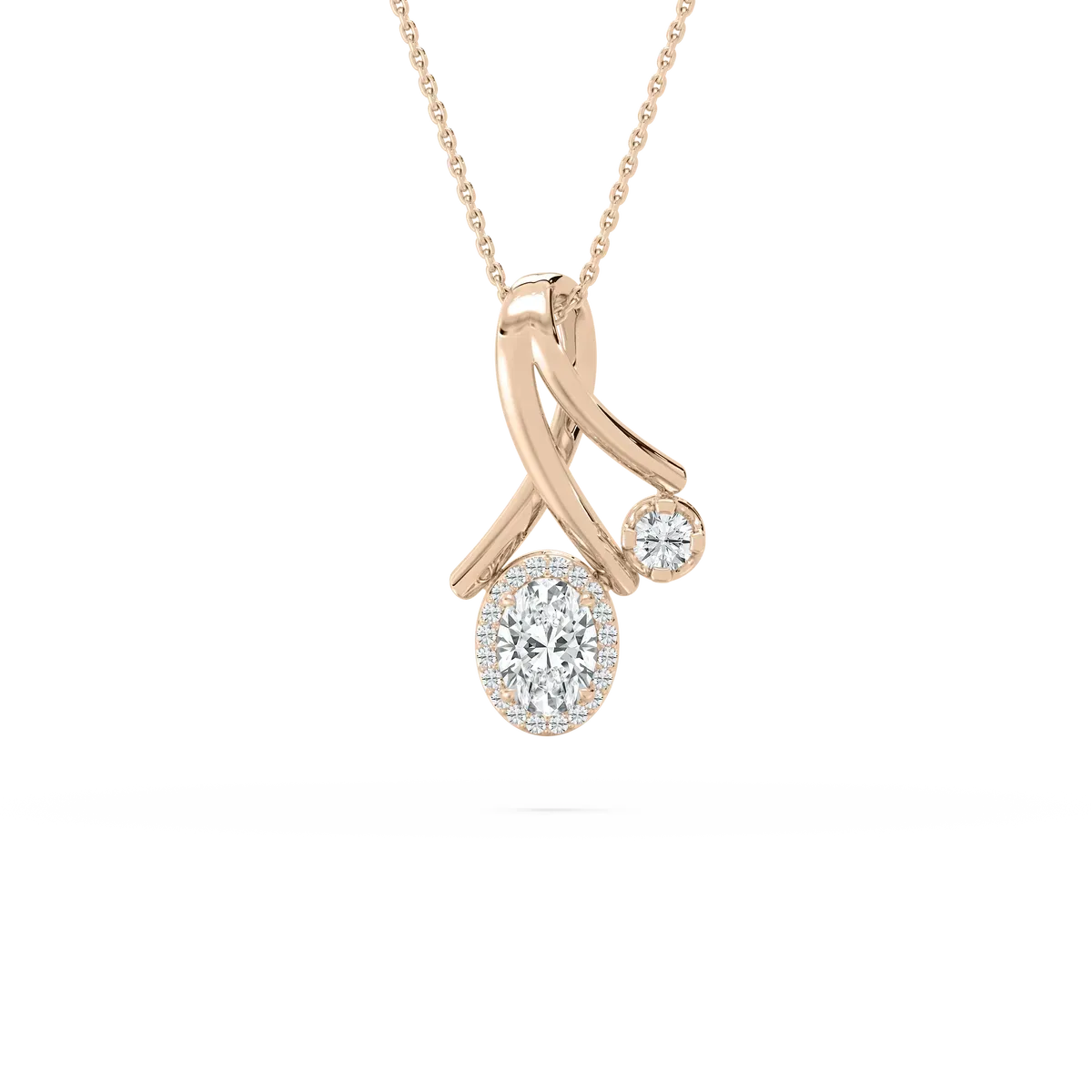Oval And Round Diamond Floriferous Fashion Pendant