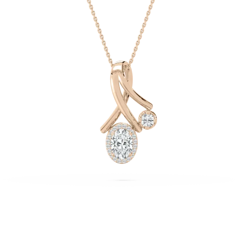 Oval And Round Diamond Floriferous Fashion Pendant