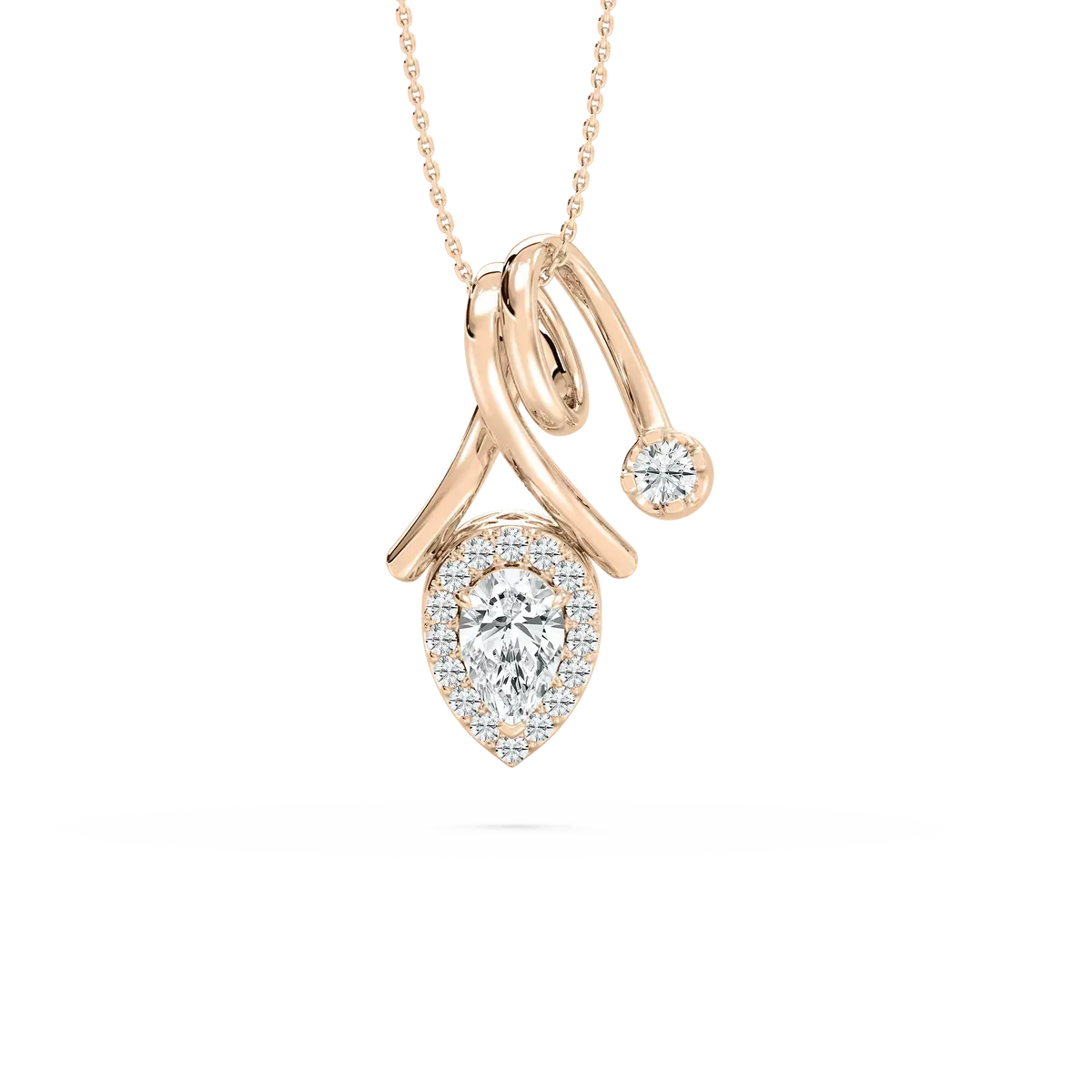 Pear And Round Diamond Duality Fashion Pendant