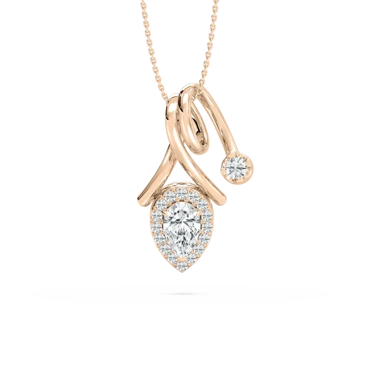 Pear And Round Diamond Duality Fashion Pendant