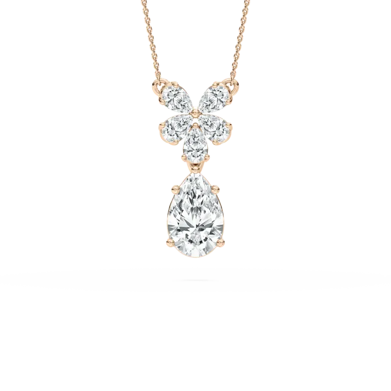 Pear Shape Diamond Pastel Laurel Fashion Pendant