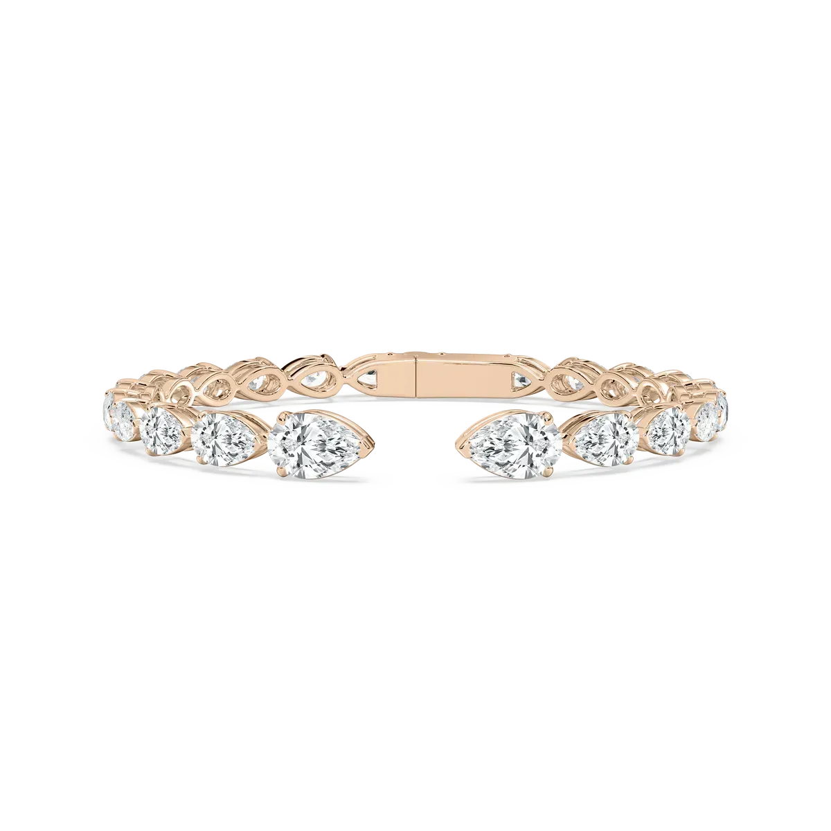 Pear Shape Diamond Open Gap Bangles Bracelet
