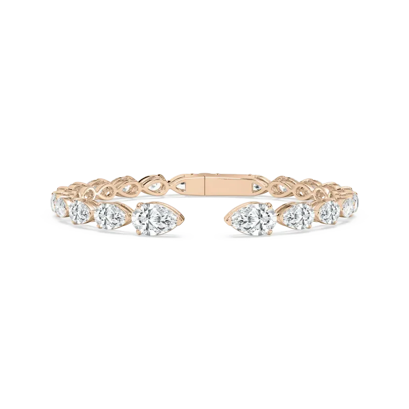 Pear Shape Diamond Open Gap Bangles Bracelet