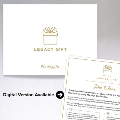 FamilyLife Canada Weekend Getaway Legacy Gift Certificate (PDF)