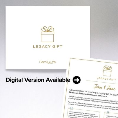 FamilyLife Canada Weekend Getaway Legacy Gift Certificate (PDF)