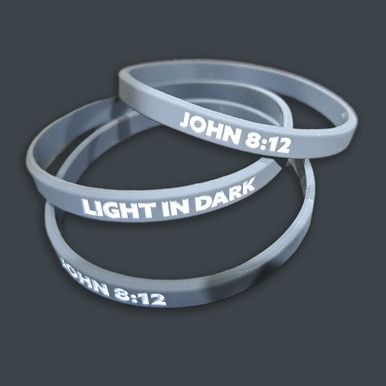 Faith Band, Dark Grey: John 8:12, Light in the Dark - Sm