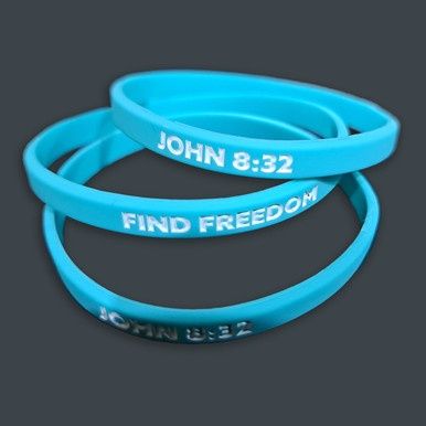 Faith Band, Aqua: John 8:32, Find Freedom - sm
