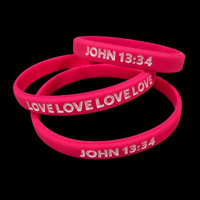 Faith Band, 160mm,  Pink, John 13:34,  Love Love Love Love