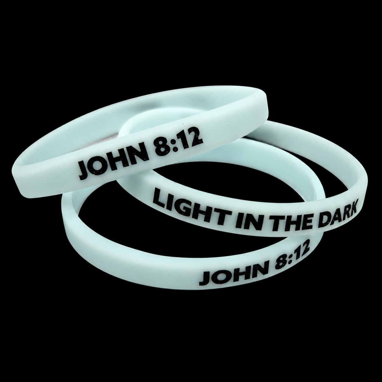 Faith Band, 160mm,  Blue (Glow in the dark), John 8:12, Light in the dark