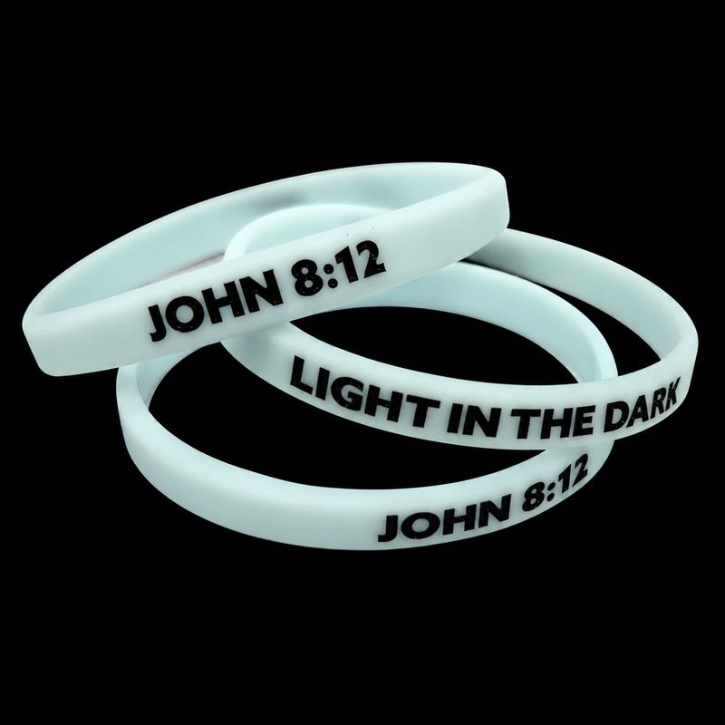 Faith Band, 160mm,  Blue (Glow in the dark), John 8:12, Light in the dark