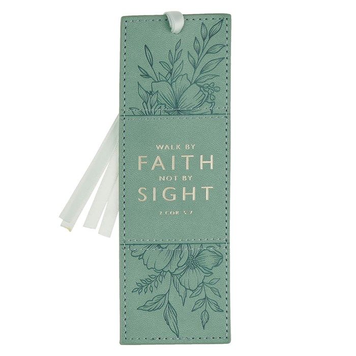 Bookmark-Faith 2 Cor. 5:7-Faux Leather-Teal