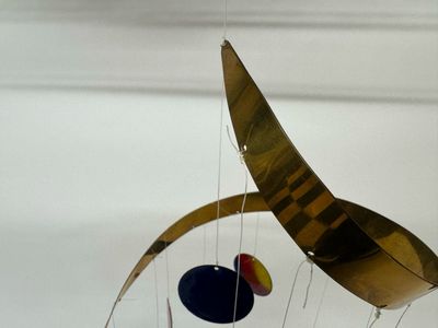 Hanging Enameled Metal &amp; Brass Mobile