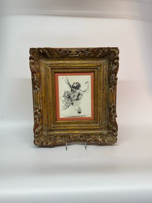 Leonard Creo 'Jump' Original Ink Drawing in Frame