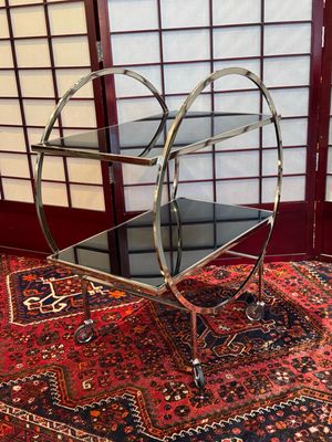 Chrome &amp; Black Glass 2-Tier Bar/Serving Cart