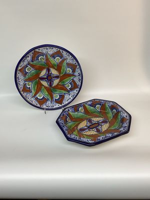 Talavera Pottery Painted Mexican Serving Bowls, set of 2