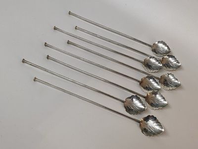 Sterling Silver Iced Tea Spoons/Straws, set of 8