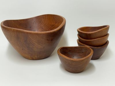 Teak 5pc Salad Bowl Set