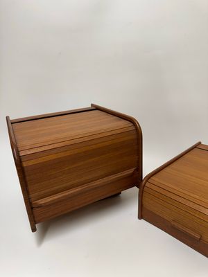 Teak Roll-Top Desk Organizers, pair