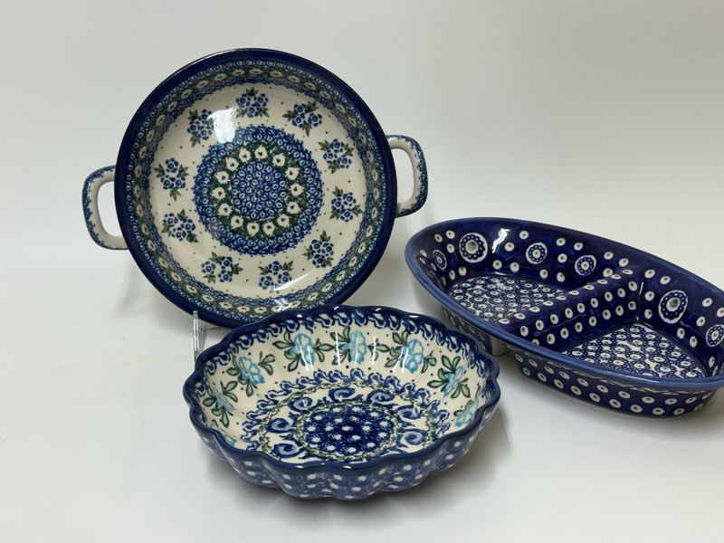 Polish Pottery Bakeware Dishes, 3 pc set