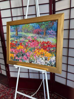Eric Wallis Wildflower Field Original Oil Painting