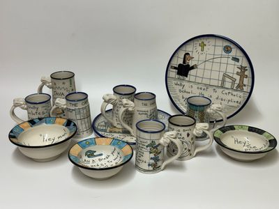 Tom Edwards 'Wallyware' Art Pottery, set of 13