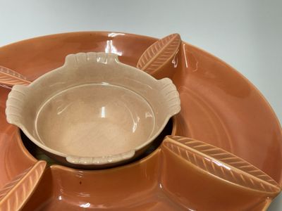 California Pottery Mid Century Chip + Dip Set