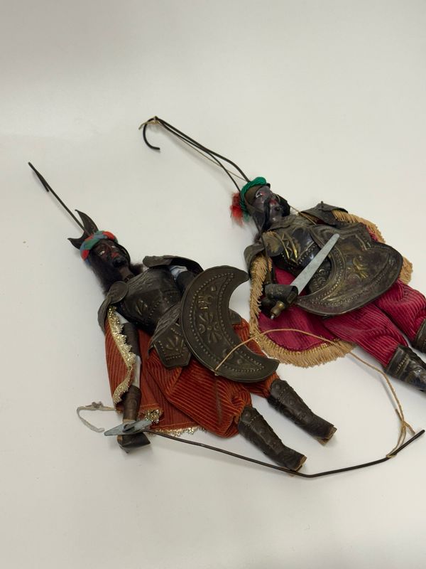 Sicilian Folk Art Warrior Puppets, pair