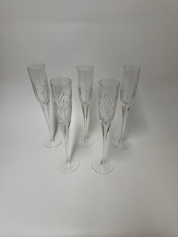 Crystal Champagne Flutes by William Yeoward, set of 5