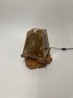 Agate and Burlwood Vintage Table Lamp