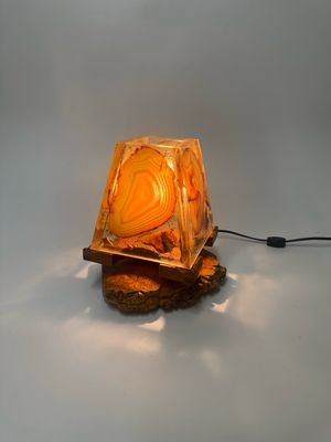 Agate and Burlwood Vintage Table Lamp
