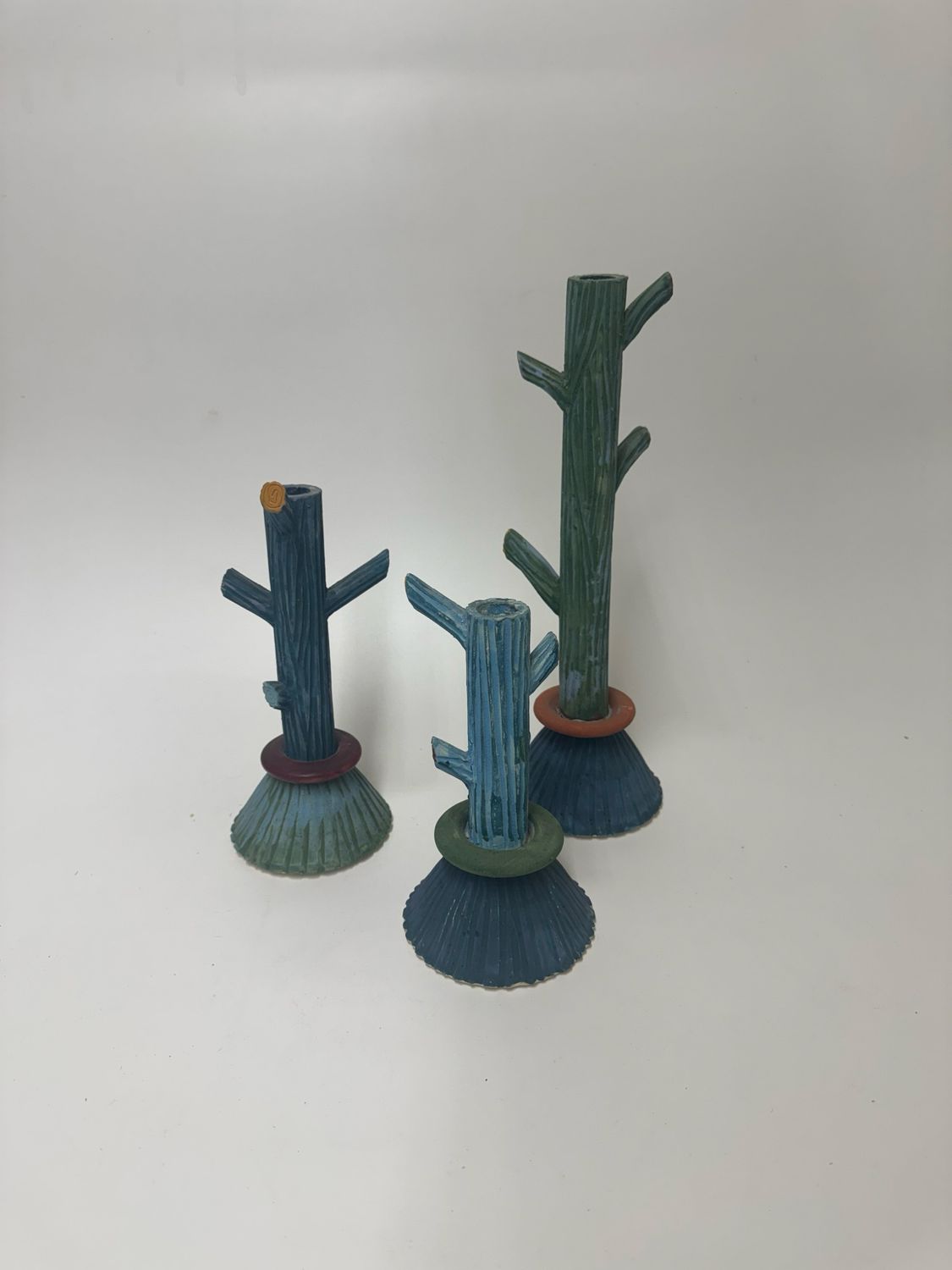 Post Modern Ceramic Candlesticks by Page &amp; Thorbeck, trio