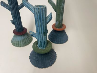 Post Modern Ceramic Candlesticks by Page & Thorbeck, trio