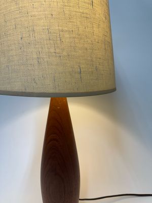 Teak Turned Wood Mid Century Table Lamp