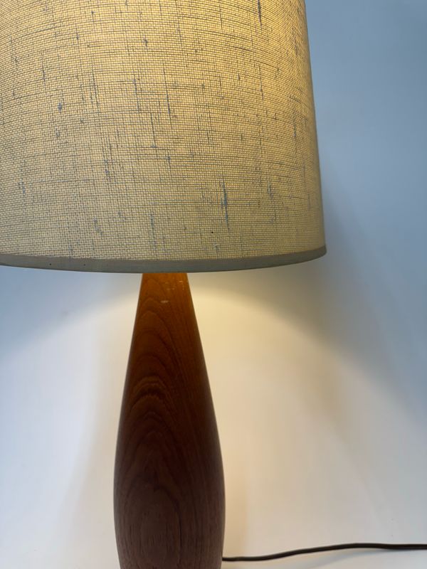 Teak Turned Wood Mid Century Table Lamp