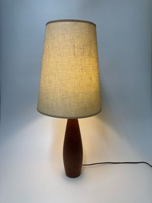 Teak Turned Wood Mid Century Table Lamp