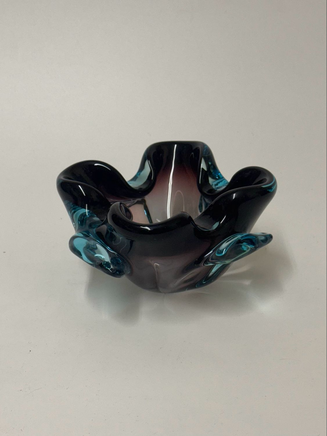 Murano Style Purple &amp; Blue Art Glass Bowl