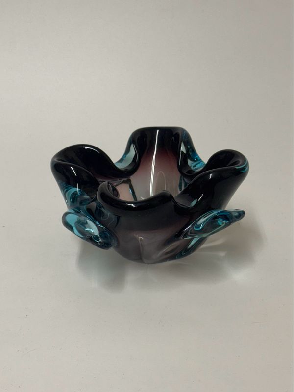Murano Style Purple &amp; Blue Art Glass Bowl