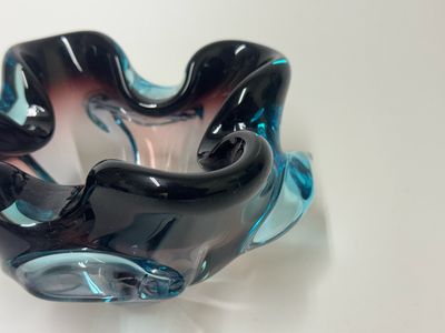 Murano Style Purple & Blue Art Glass Bowl