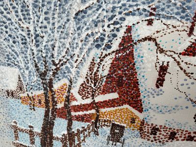 Robert Oleson Snowy Carriage Ride Original Painting on Canvas