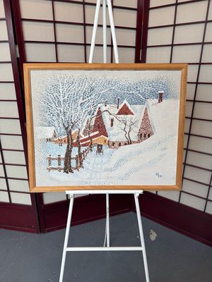 Robert Oleson Snowy Carriage Ride Original Painting on Canvas