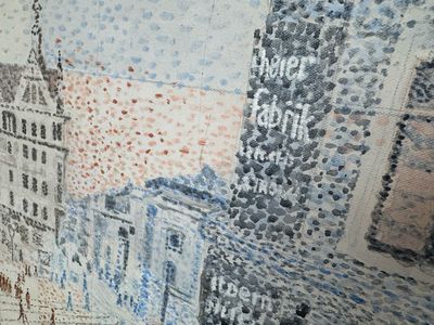 Robert Oleson Pointillist Berlin Cityscape on Canvas
