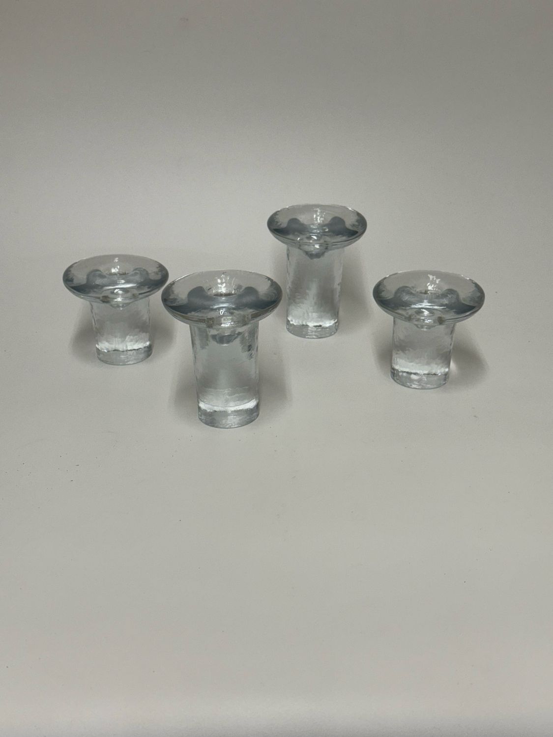 Blenko 'Ice Glass' Mushroom Candle Holders, set of 4