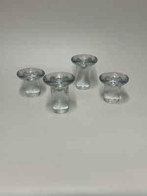 Blenko 'Ice Glass' Mushroom Candle Holders, set of 4