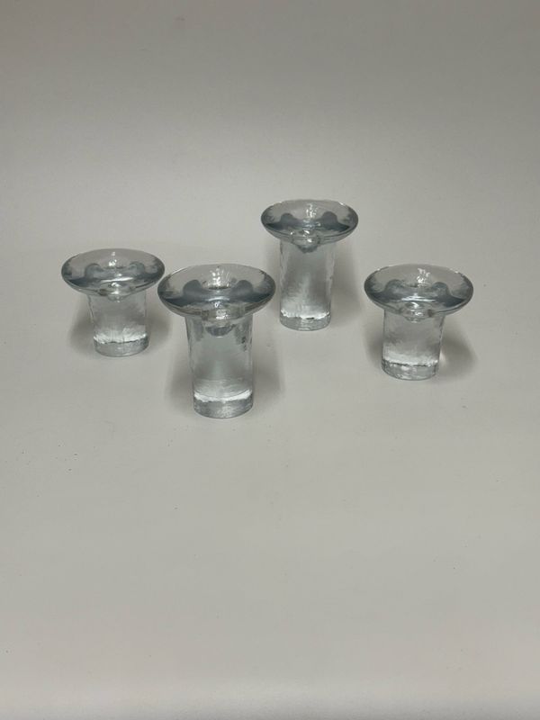 Blenko 'Ice Glass' Mushroom Candle Holders, set of 4